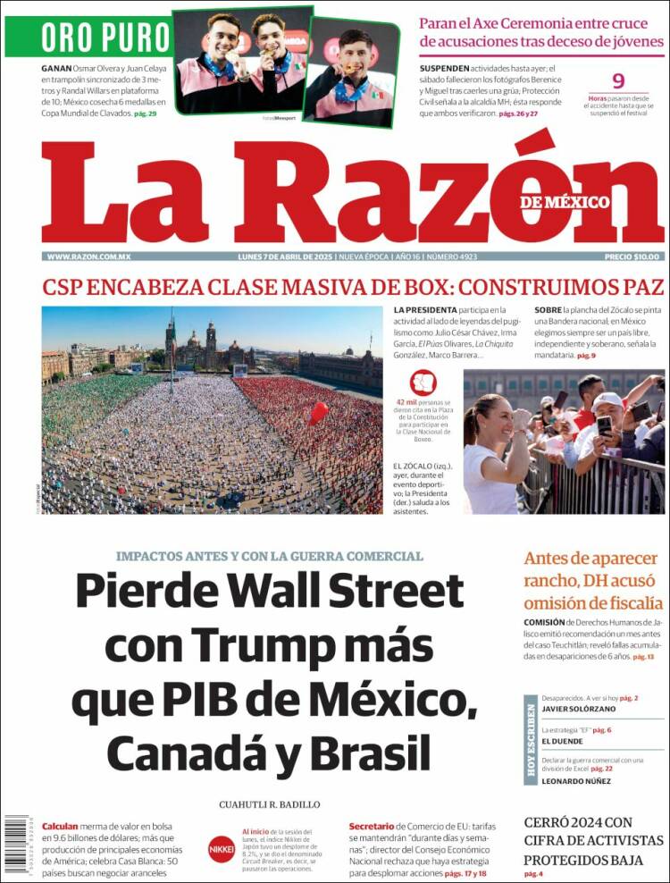 Portada de La Razón (México)