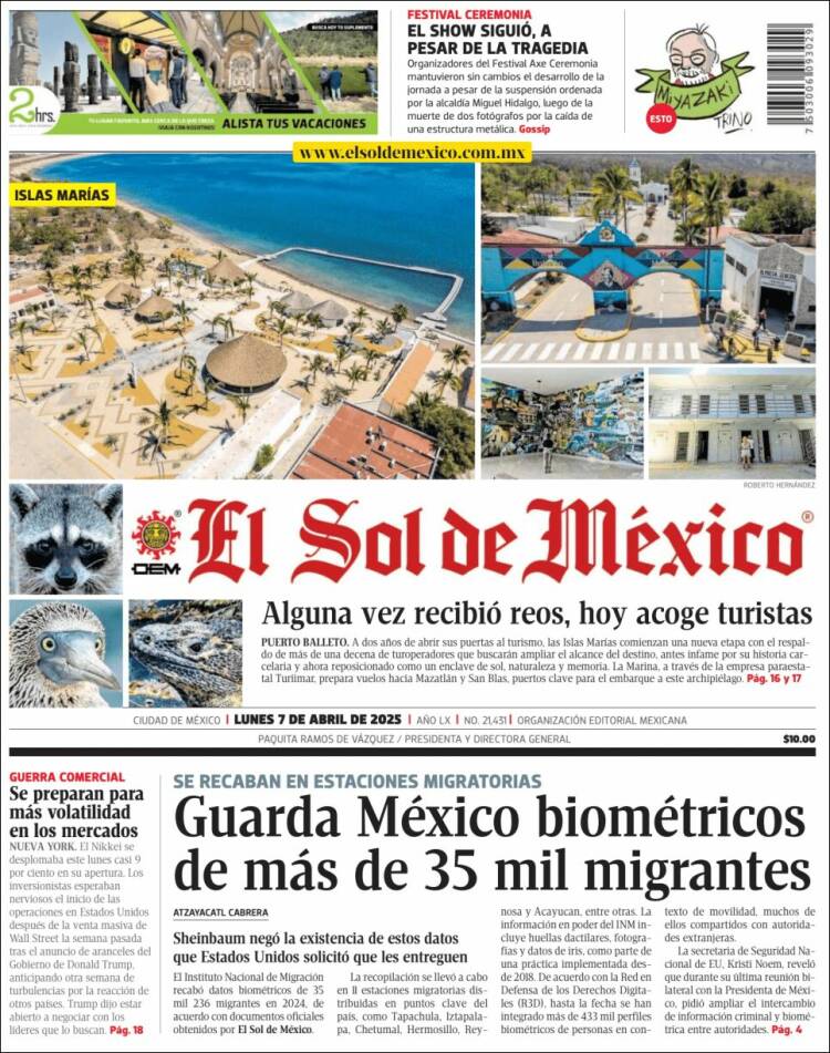 Portada de El Sol de México (México)