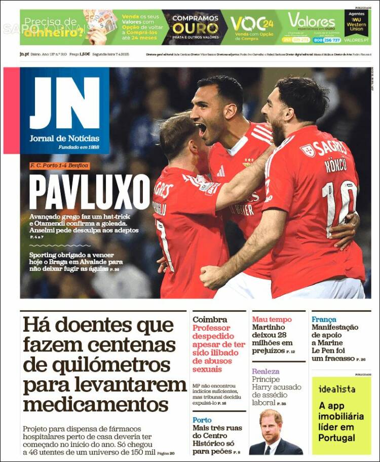 Portada de Jornal de Notícias (Portugal)