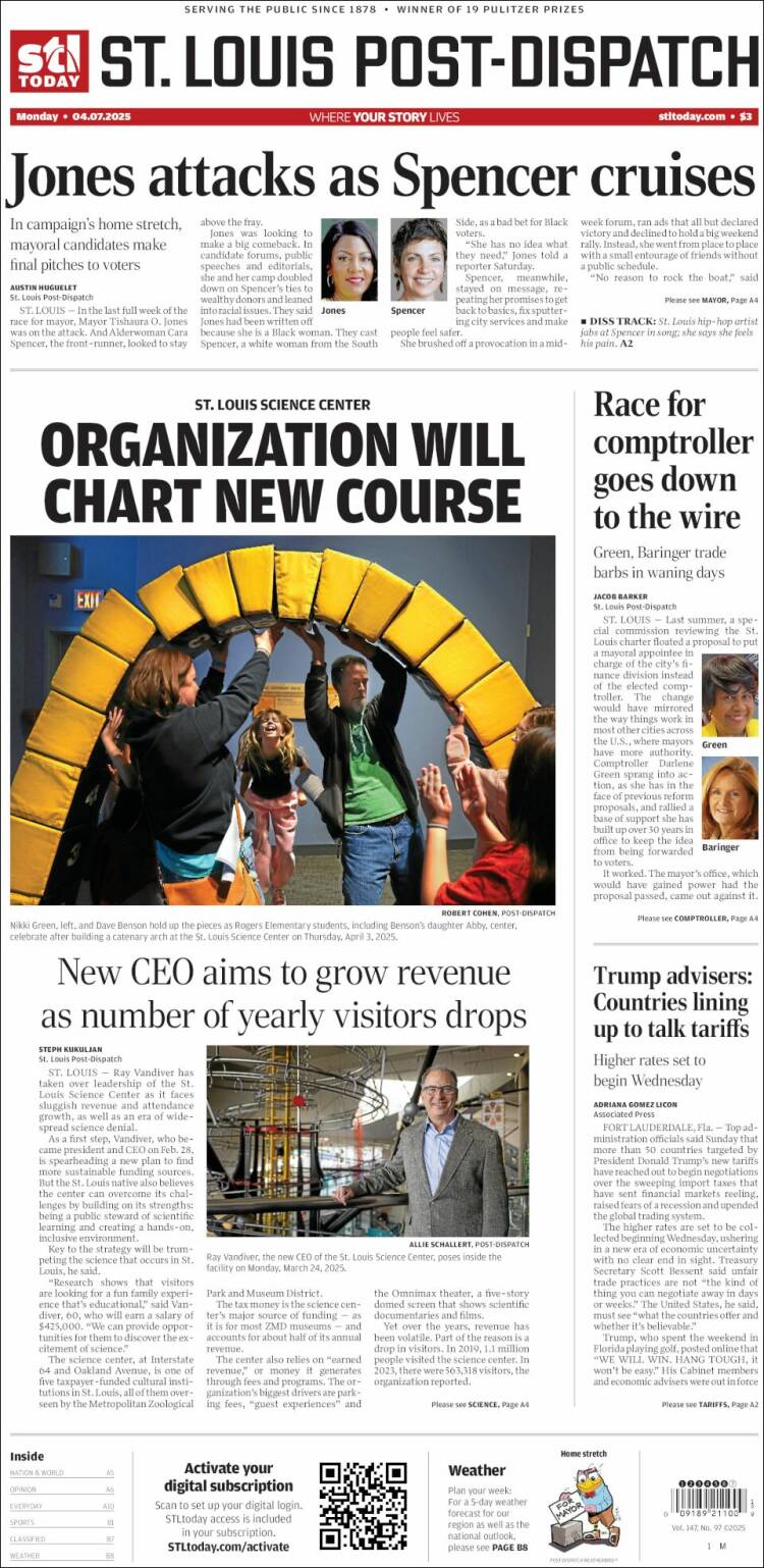 Portada de St. Louis Post-Dispatch (USA)