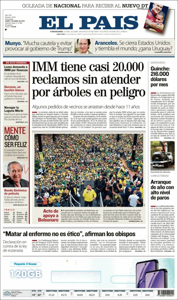 Portada de El País (Uruguay)