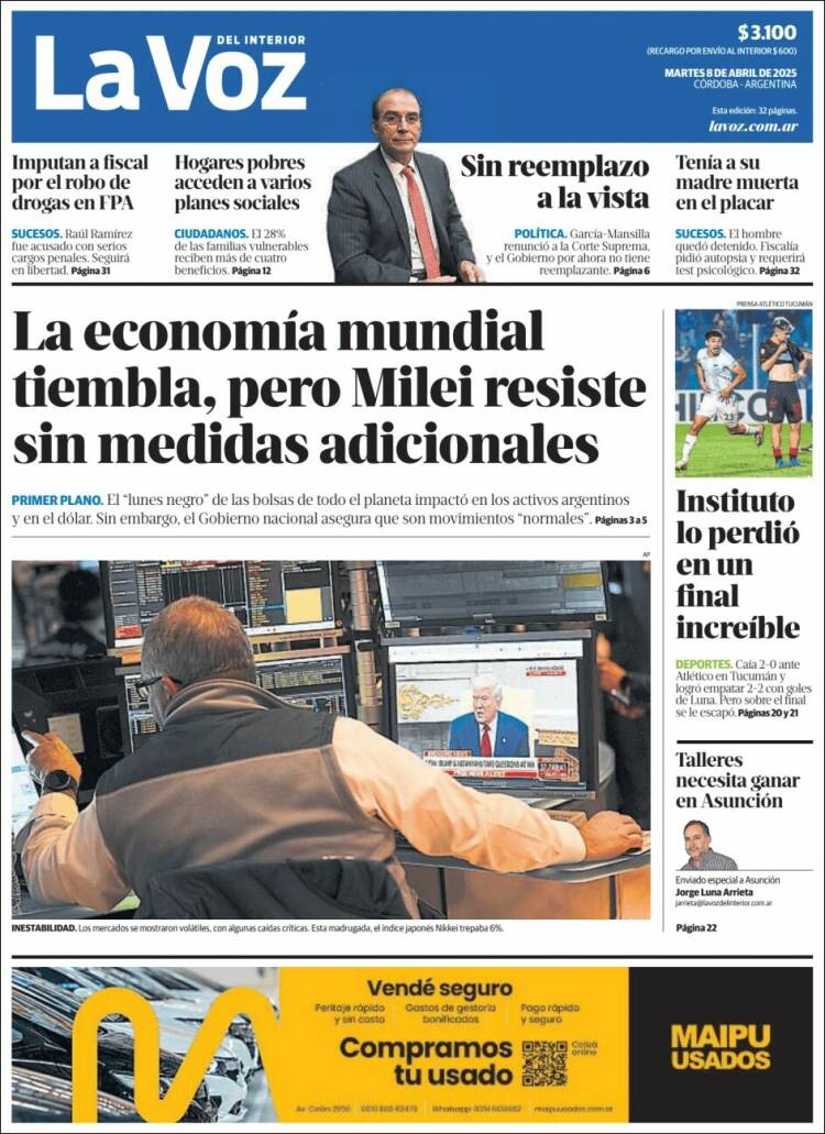 Portada de La Voz del Interior (Argentina)