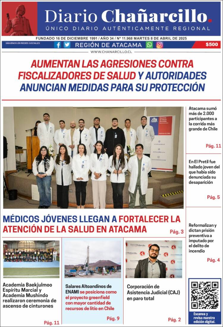 Portada de Diario Chañarcillo (Chile)