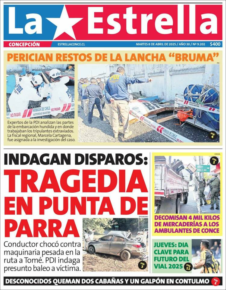Portada de La Estrella de Concepción (Chile)