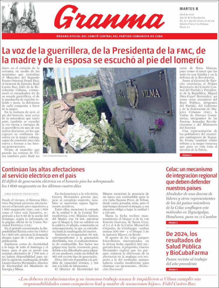 Portada de Granma (Cuba)