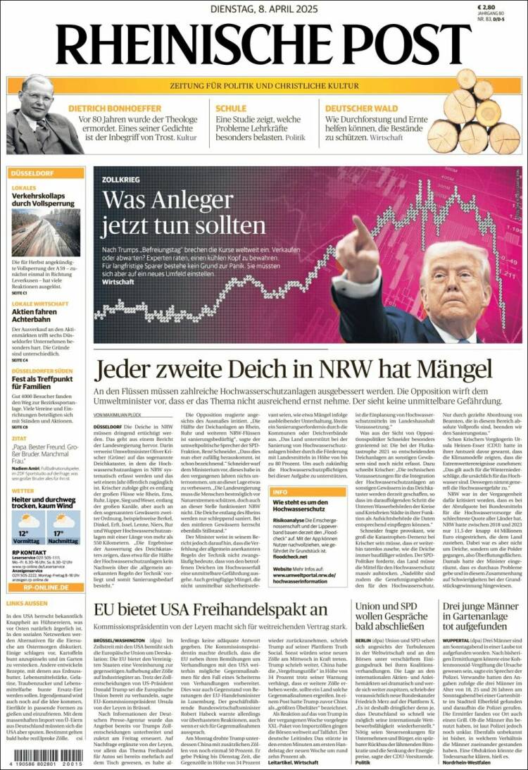 Portada de Rheinische Post (Alemania)