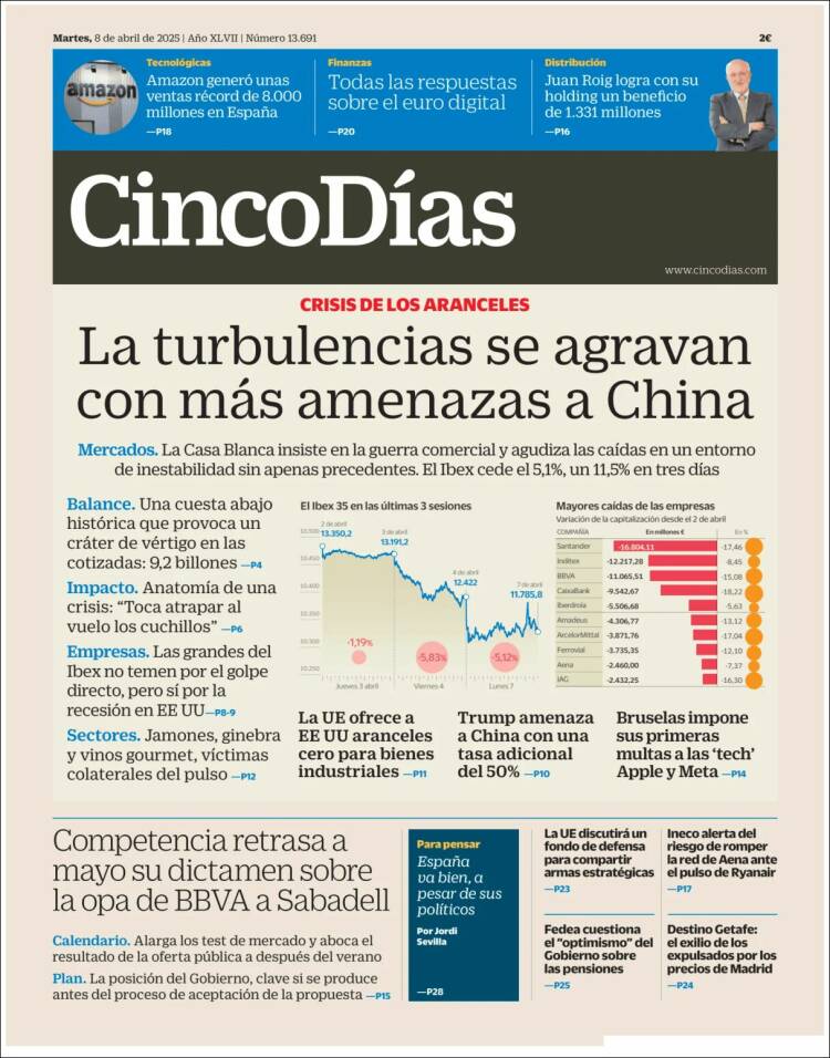 Portada de Cinco Días (Espa&ntilde;a)