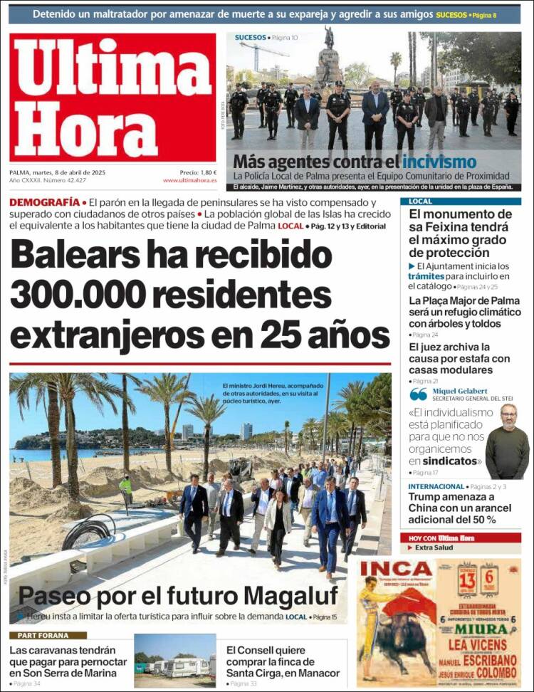 Portada de Última Hora (España)