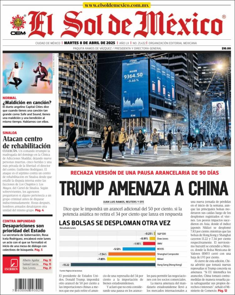 Portada de El Sol de México (México)