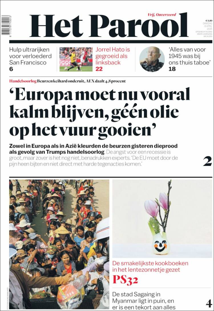 Portada de Het Parool (Pa&iacute;ses Bajos)