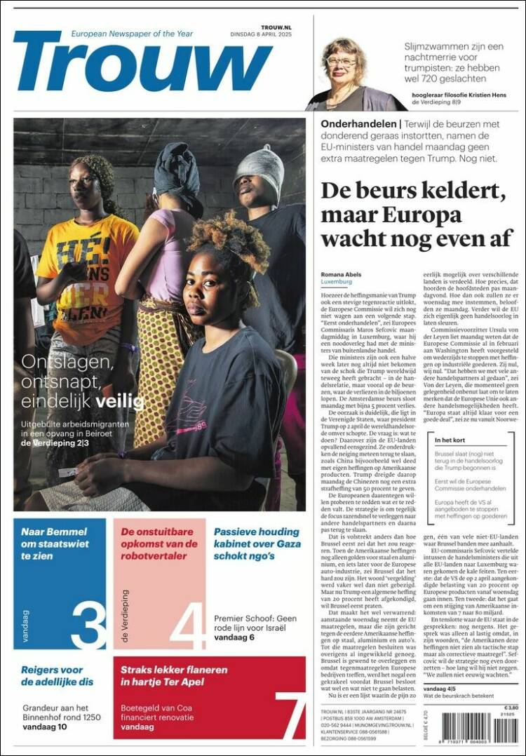 Portada de Trouw (Pa&iacute;ses Bajos)