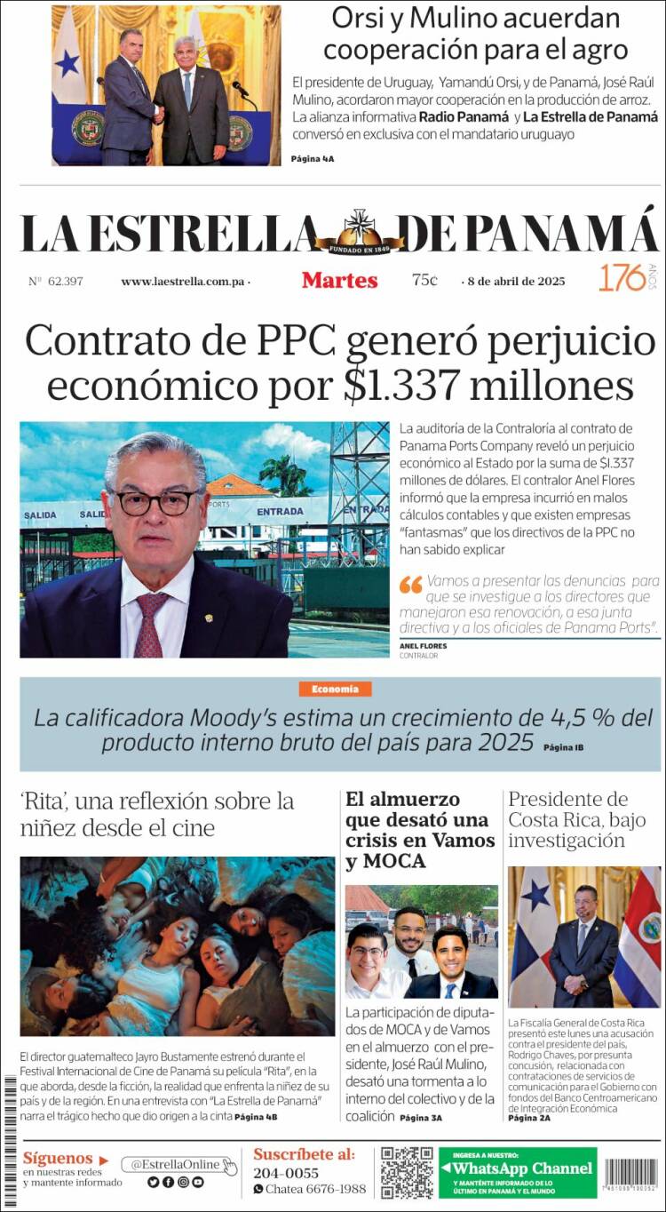 Portada de La Estrella de Panamá (Panam&aacute;)