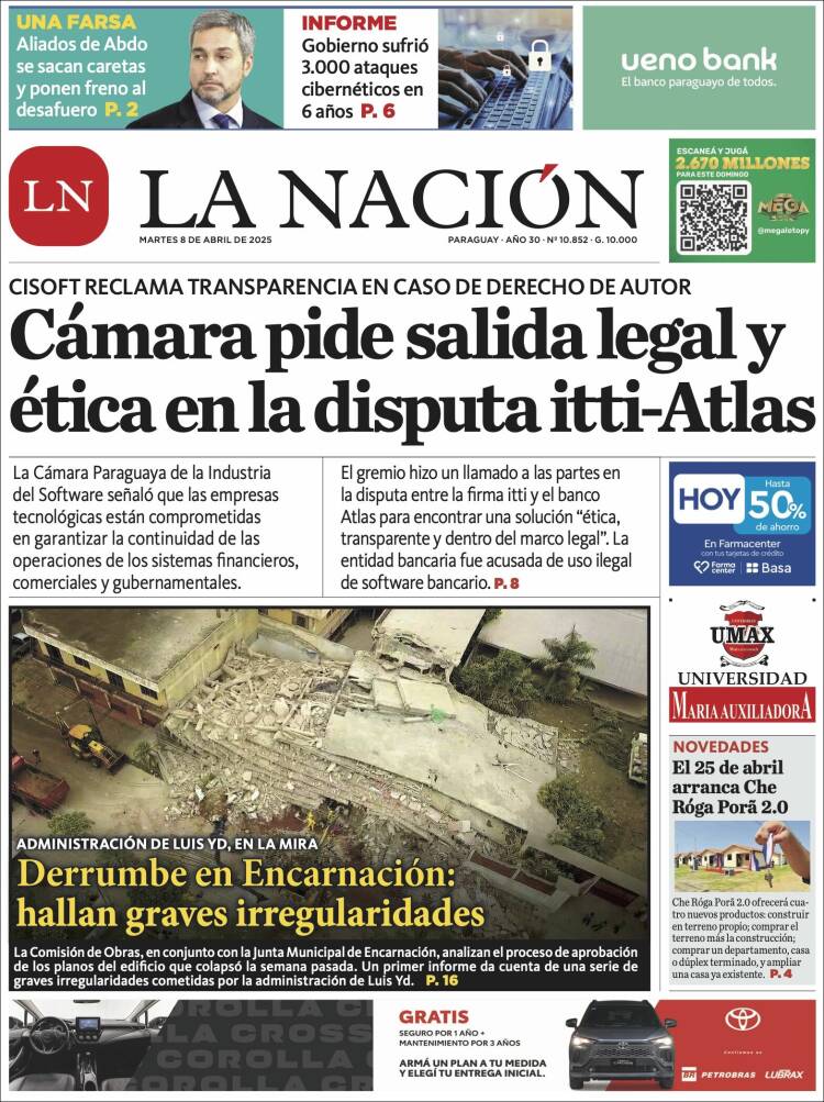 Portada de La Nación (Paraguay)