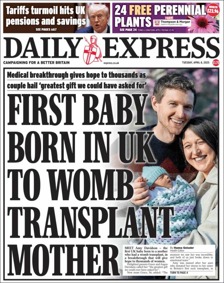 Portada de Daily Express (Reino Unido)