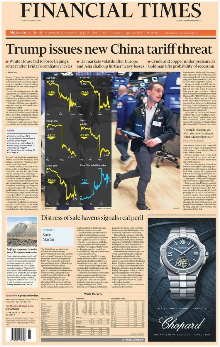 Portada de Financial Times (Reino Unido)