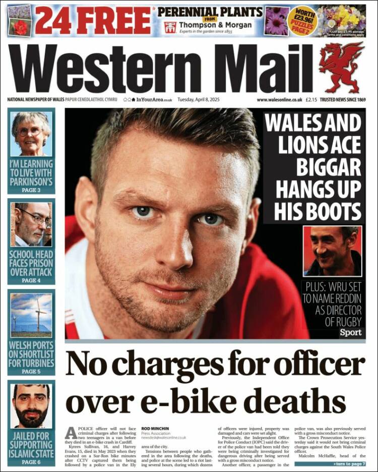 Portada de Western Mail (Reino Unido)