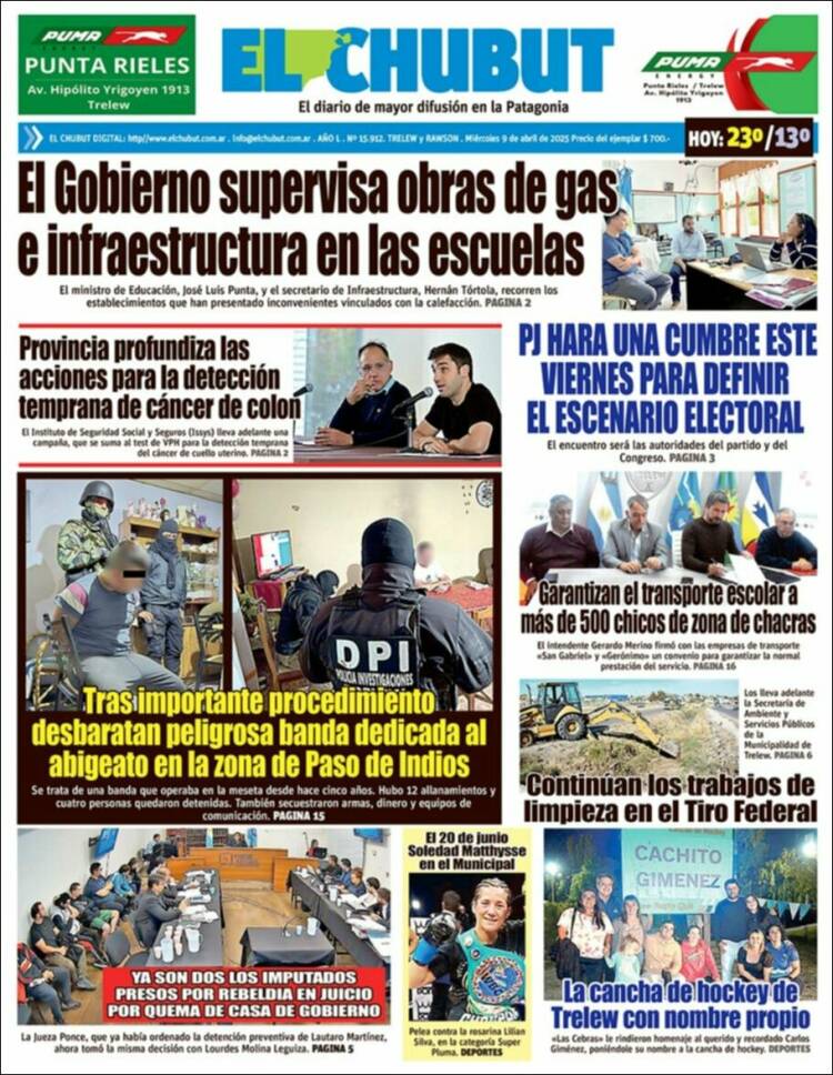 Portada de El Chubut (Argentina)