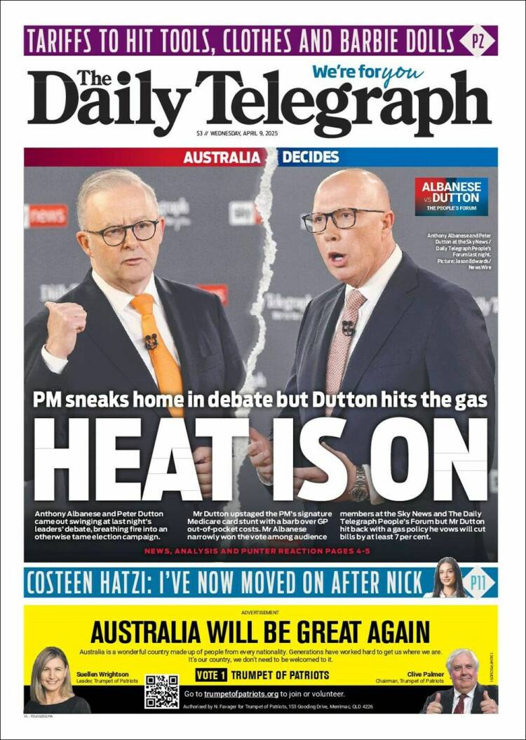 Portada de The Daily Telegraph (Australia)