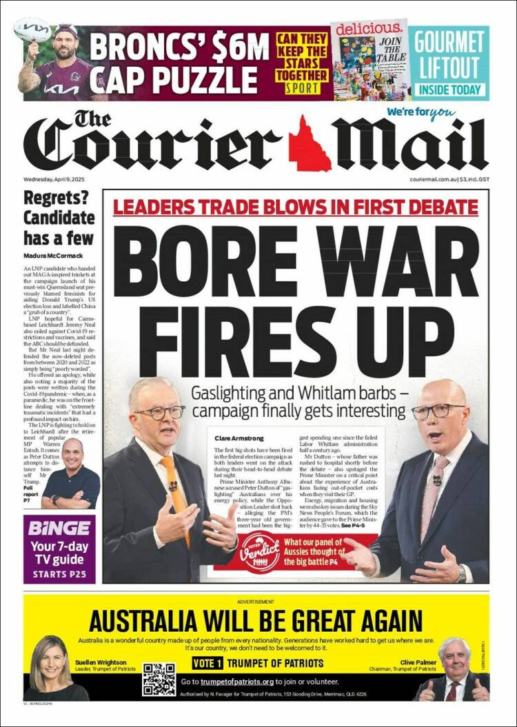 Portada de The Courier-Mail (Australia)
