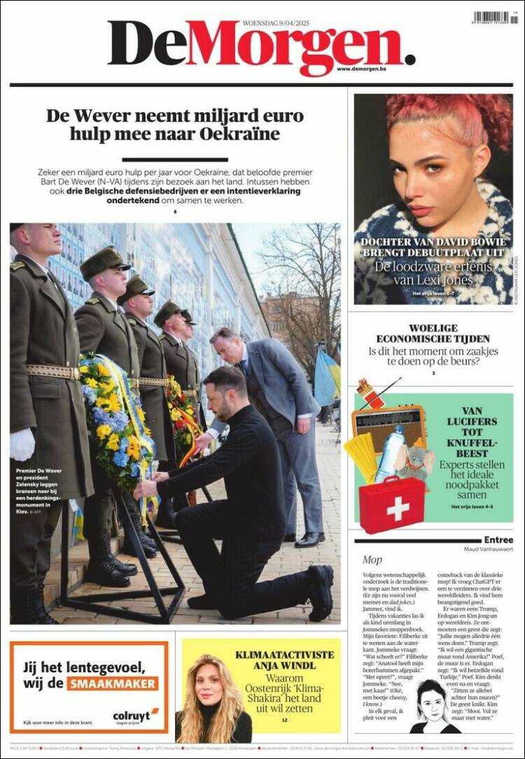 Portada de De Morgen (B&eacute;lgica)