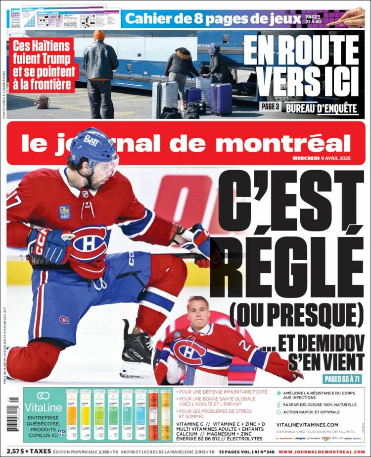 Portada de Le Journal de Montréal (Canada)
