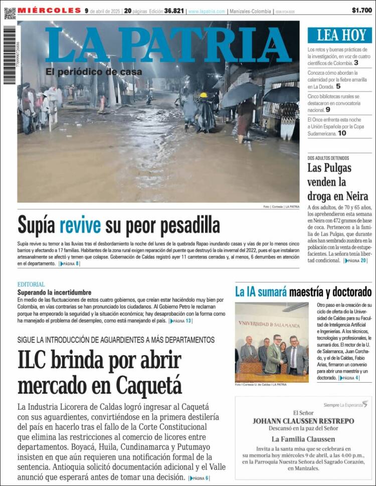 Portada de La Patria (Colombia)