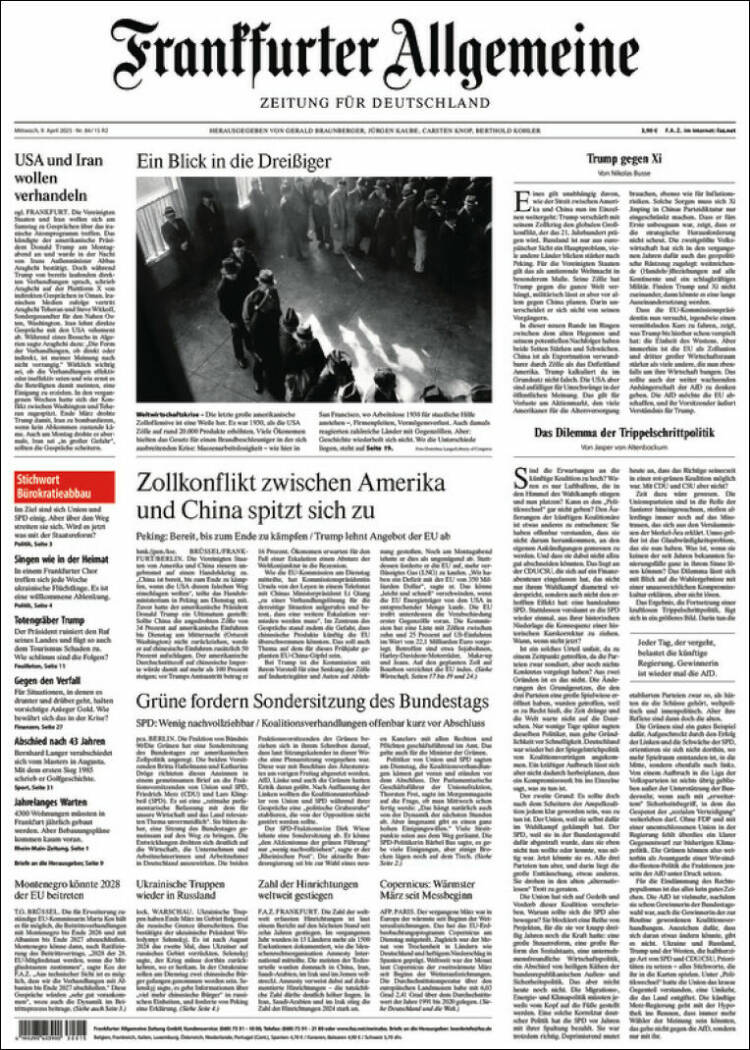 Portada de Frankfurter Allgemeine (Alemania)