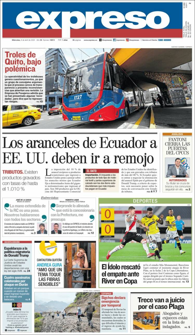 Portada de Expreso (Ecuador)