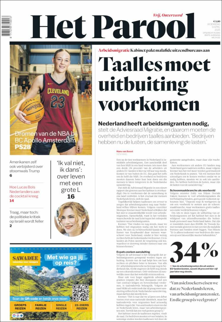 Portada de Het Parool (Pa&iacute;ses Bajos)