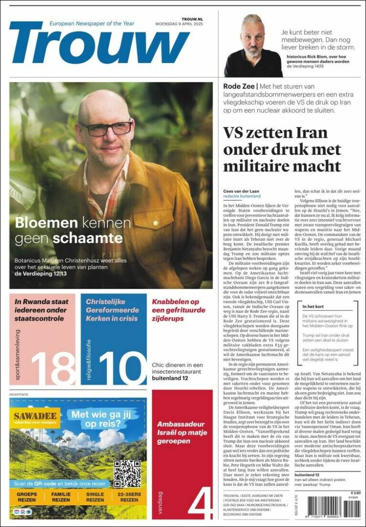 Portada de Trouw (Pa&iacute;ses Bajos)