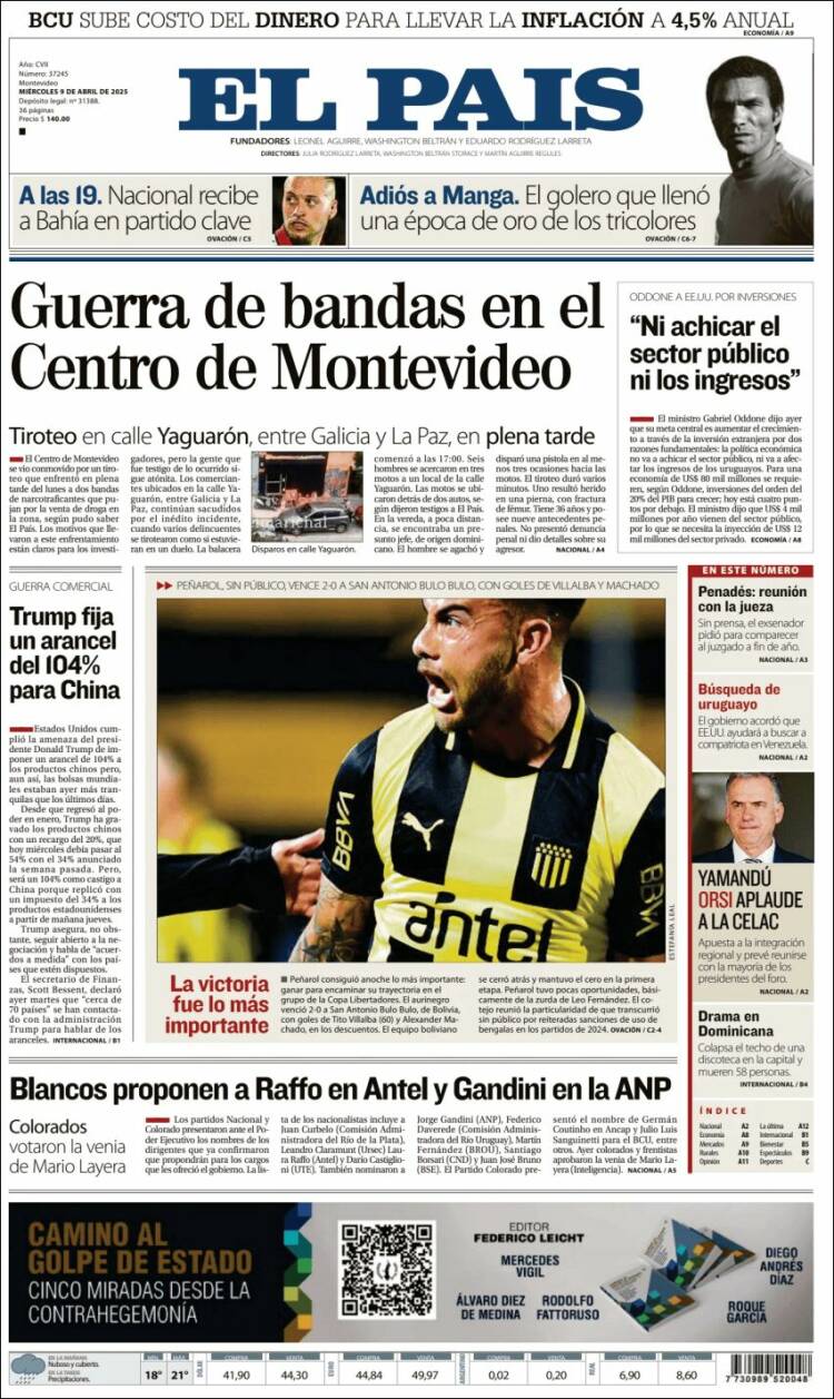Portada de El País (Uruguay)