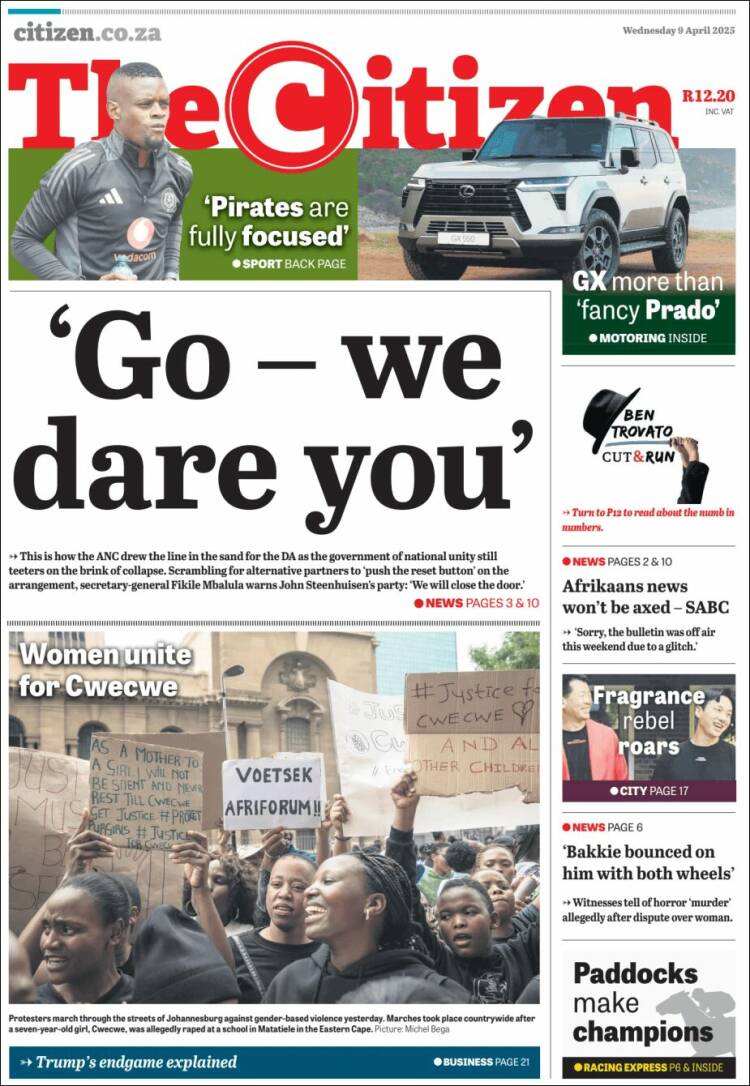 Portada de The Citizen (Sud&aacute;frica)