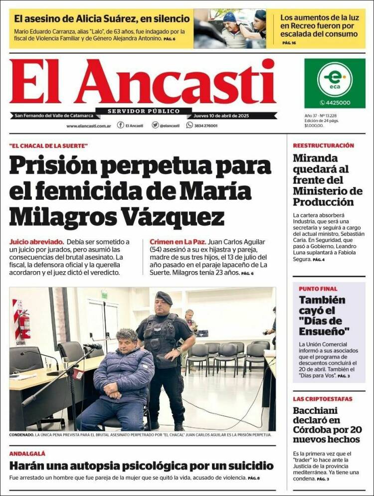 Portada de El Ancasti (Argentina)