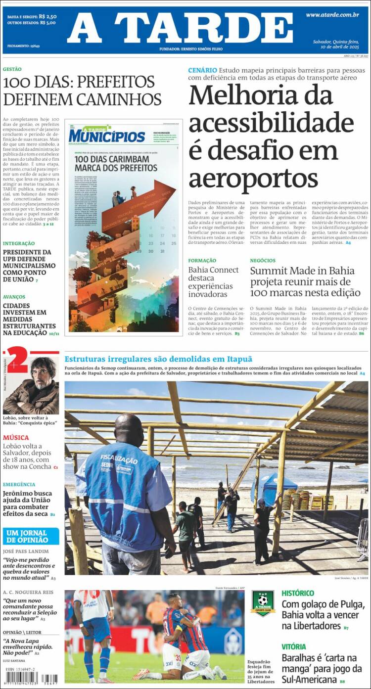 Portada de Diário A Tarde (Brasil)