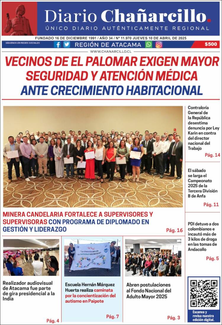Portada de Diario Chañarcillo (Chile)