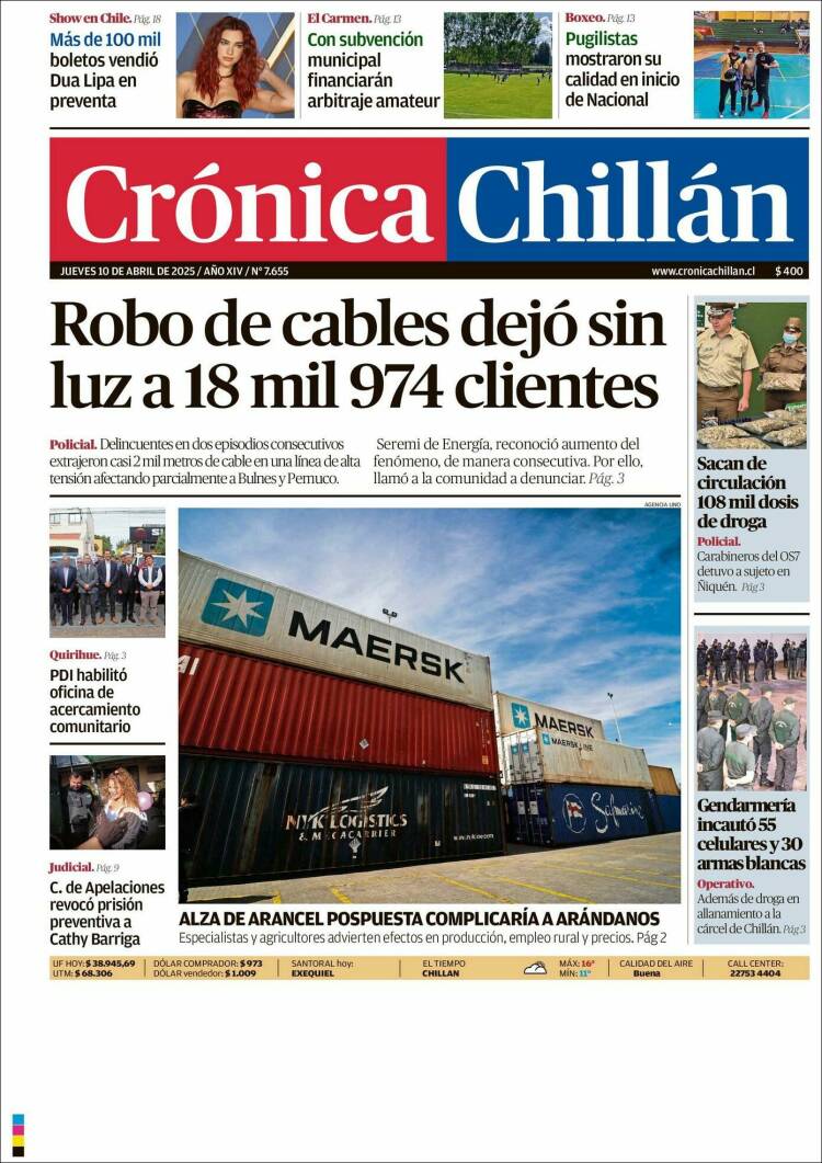 Portada de Crónica Chillán (Chile)