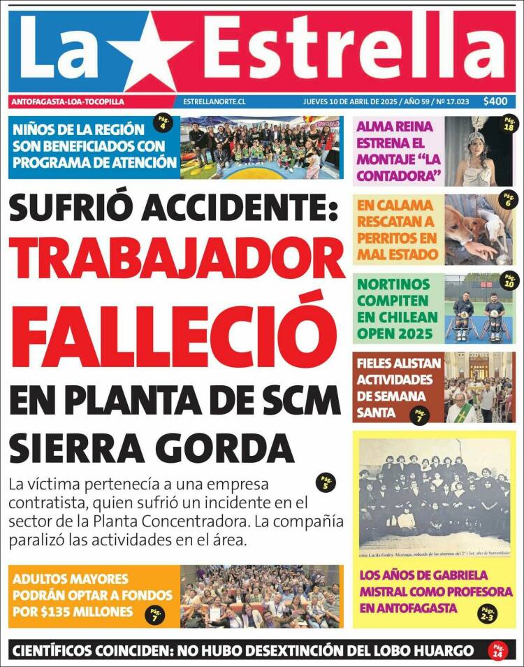 Portada de La Estrella del Norte (Chile)
