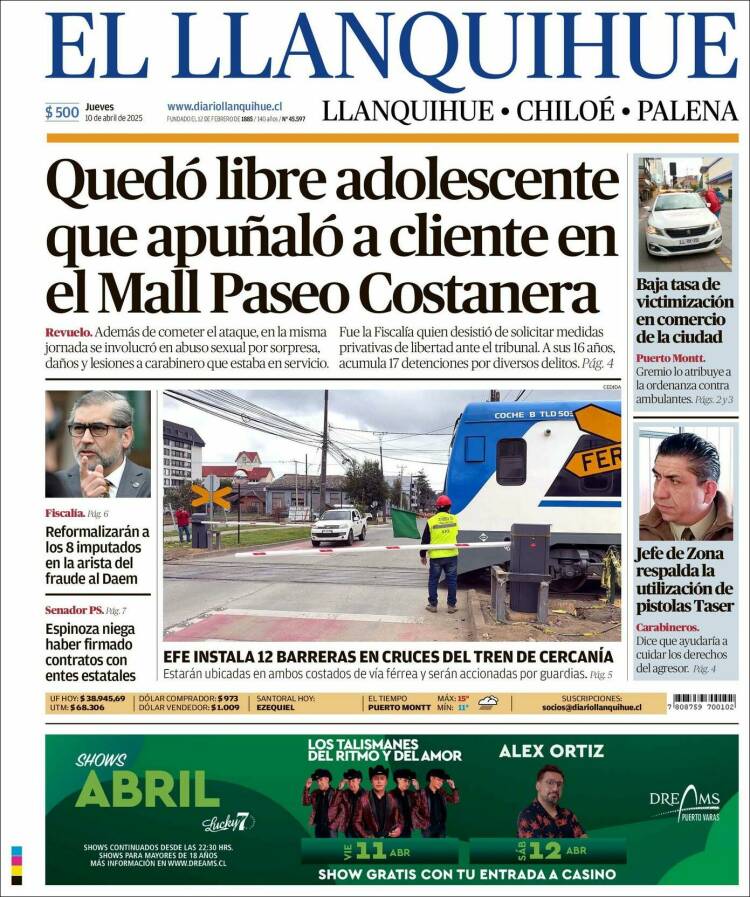 Portada de El Llanquihue (Chile)