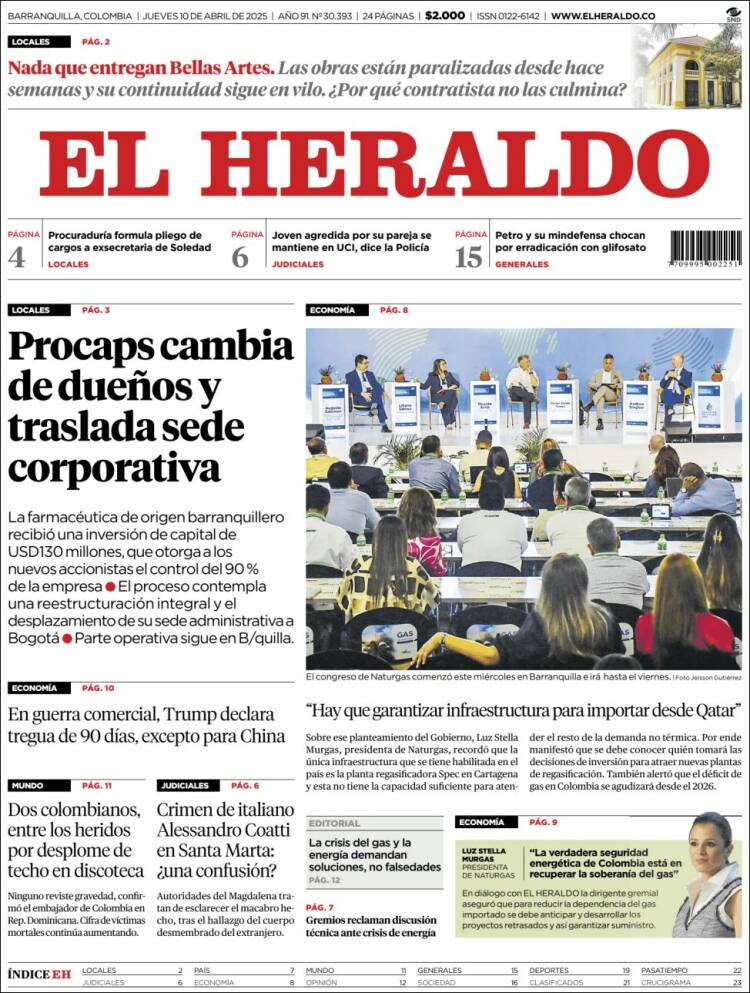Portada de El Heraldo (Colombia)