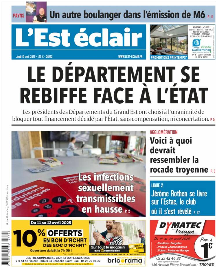 Portada de L'Est Eclair (Francia)