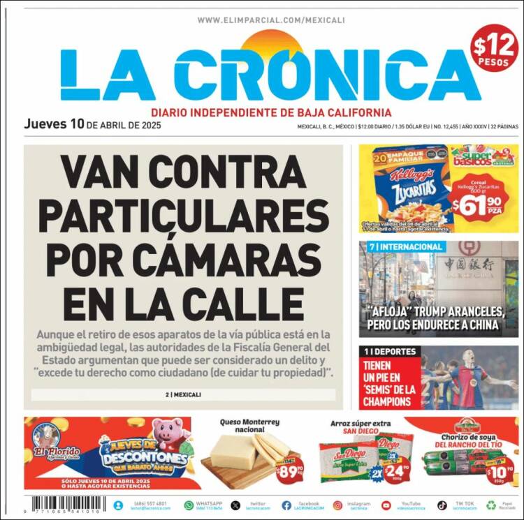 Portada de La Crónica de Baja California (México)