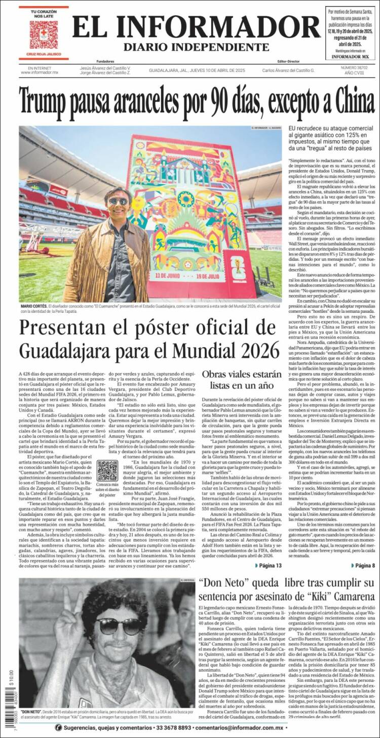 Portada de El Informador (México)