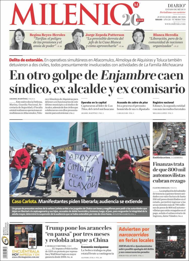 Portada de Milenio - Estado de México (México)