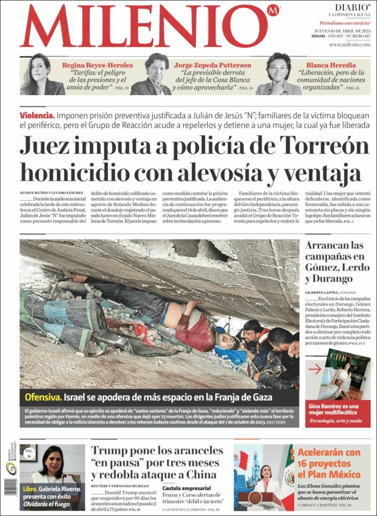 Portada de Milenio - Laguna (México)