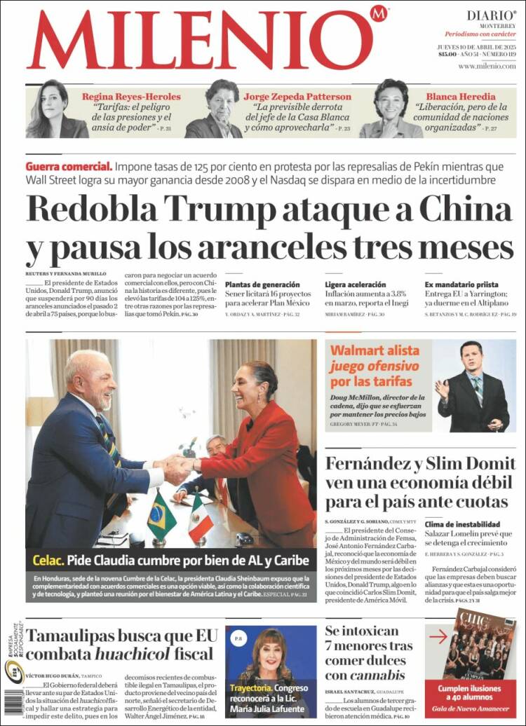 Portada de Milenio de Monterrey (México)