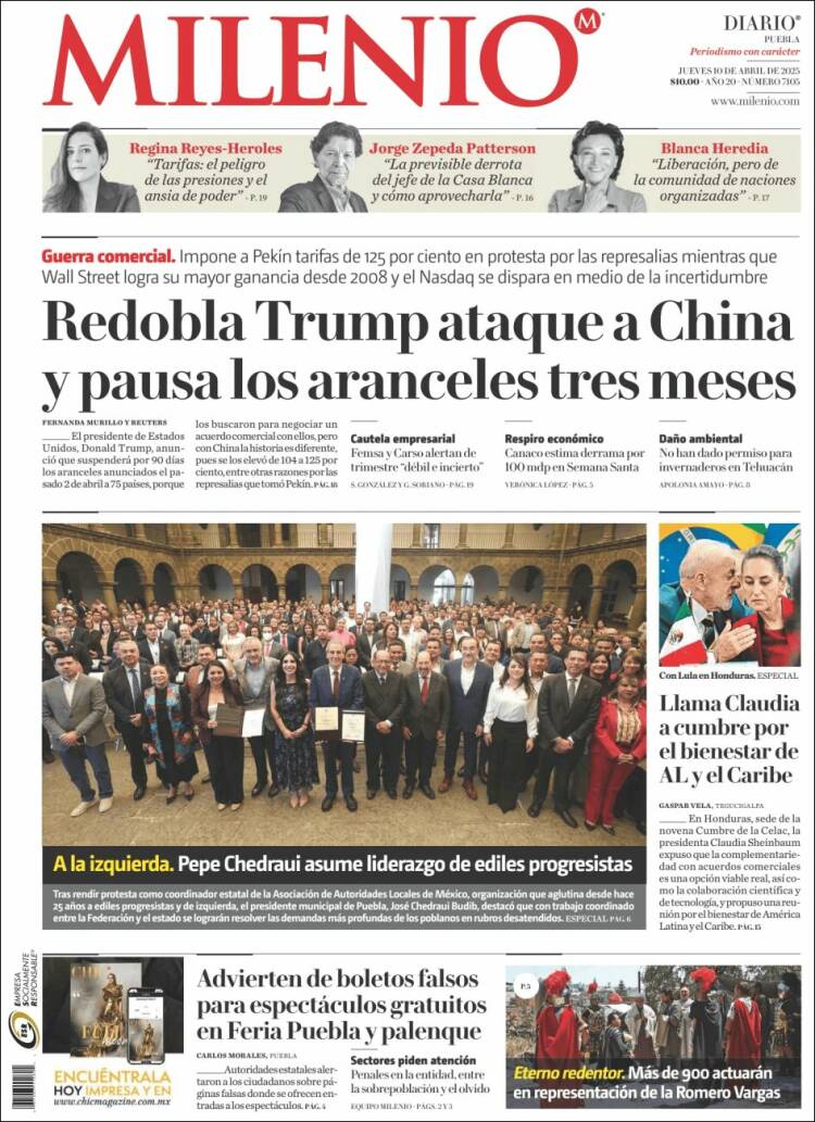 Portada de Milenio de Puebla (México)