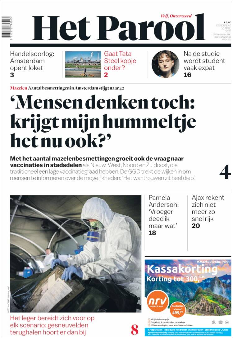 Portada de Het Parool (Pa&iacute;ses Bajos)