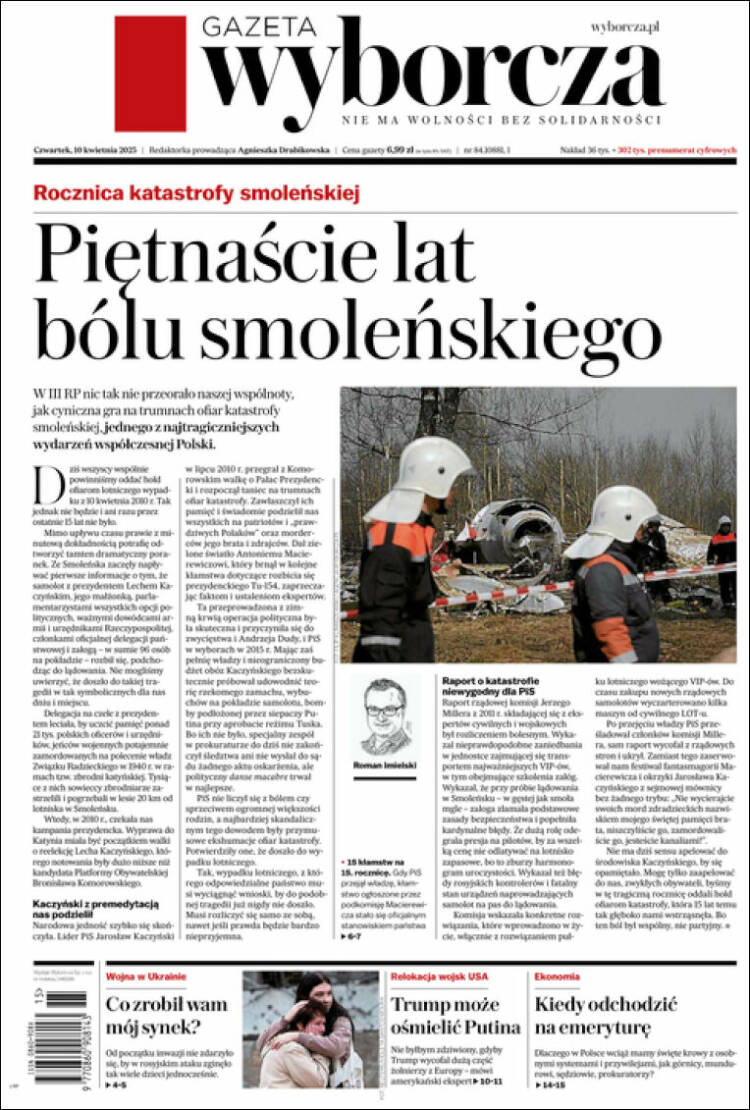 Portada de Gazeta Wyborcza (Polonia)