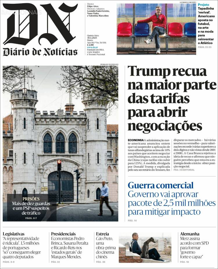 Portada de Diário de Noticias (Portugal)