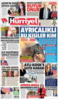 Portada de Hürriyet (Turquie)